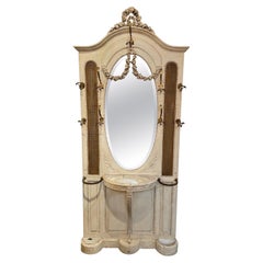 Antique 19th Century French Carved and Painted Hall Tree
