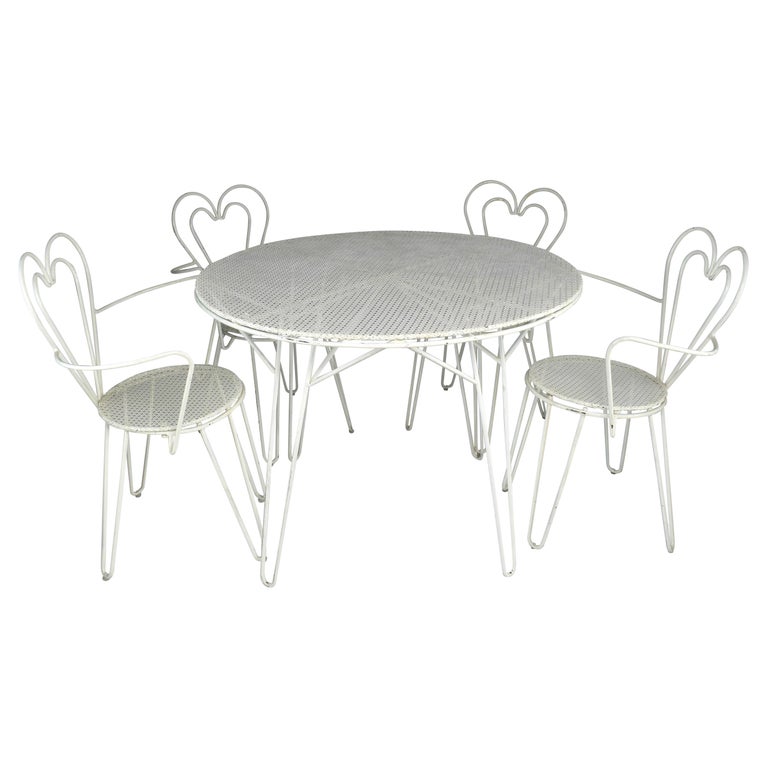 French garden table and chair set attributed to Mathieu Matégot, 1950s