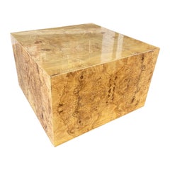 Burled Wood Cube Table