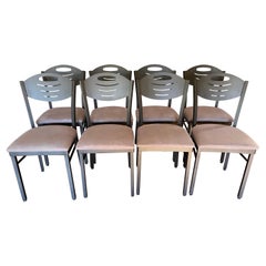 Ensemble de 8 chaises de salle à manger en métal de style mi-siècle moderne