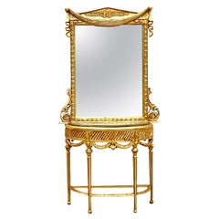 Gilt Gesso Console Table and Mirror Set