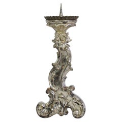 18th Century Italian Baroque Silvered Candlestick