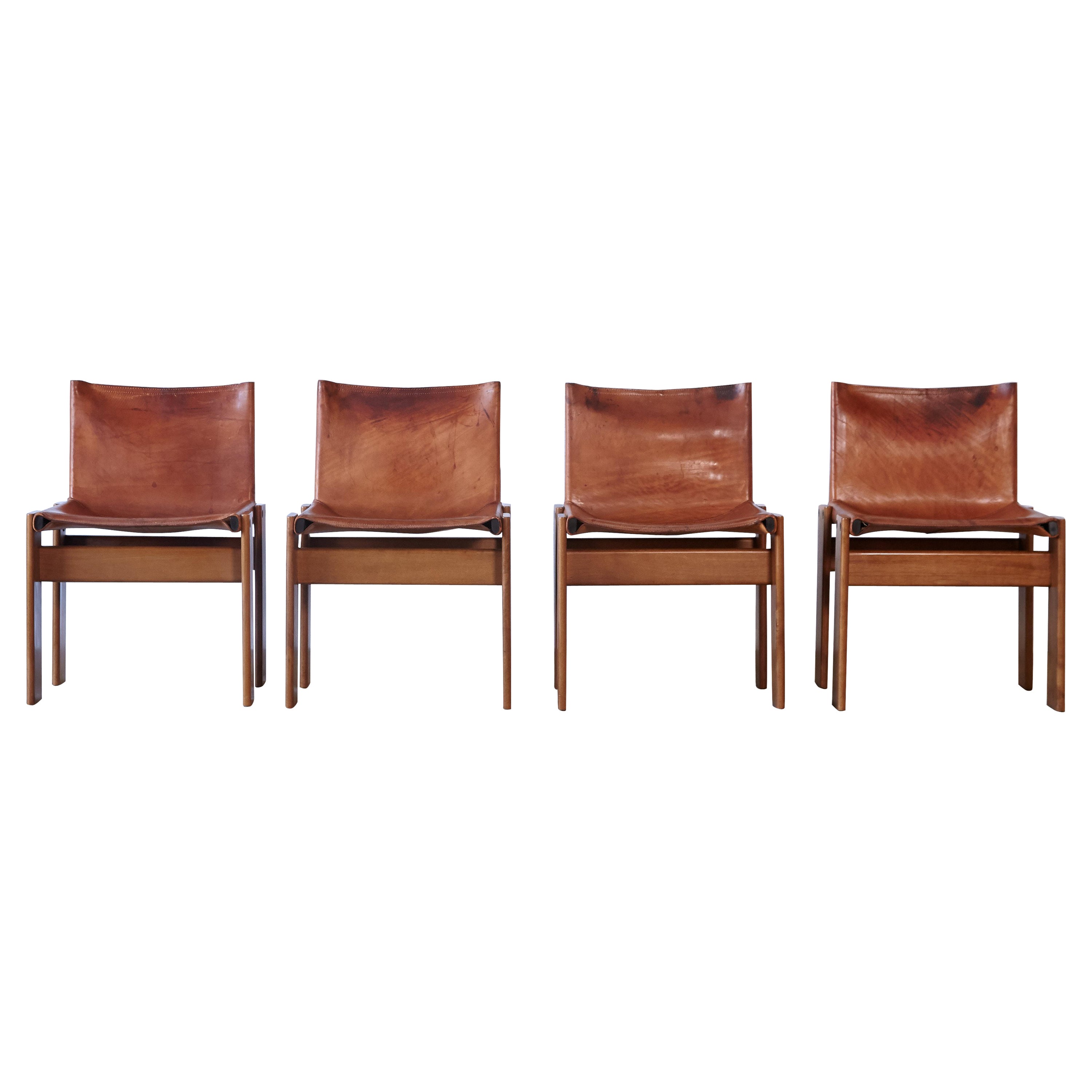 Set of Four Afra & Tobia Scarpa Monk Dining Chairs, Italy, 1970s