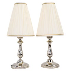 2 Nickel-Plated Table Lamps Vienna around 1920s