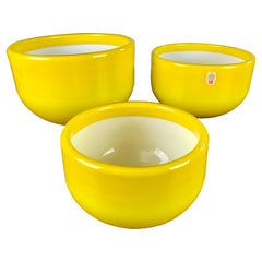 1970s Set of Three Danish Yellow Bowls in Glass by Michael Bang for Holmegaard
