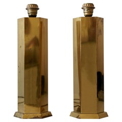 Set of Two Elegant Mid-Century Modern Brass Table Lamps, Germany, 1950s