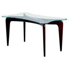 Vintage 20th Century Gio Ponti Fontana Arte Coffee Table in Wood and Butterfly Glass Top