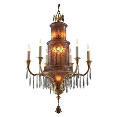 Oriental Style Crystal and Gilded Bronze Chandelier, France, circa 1900