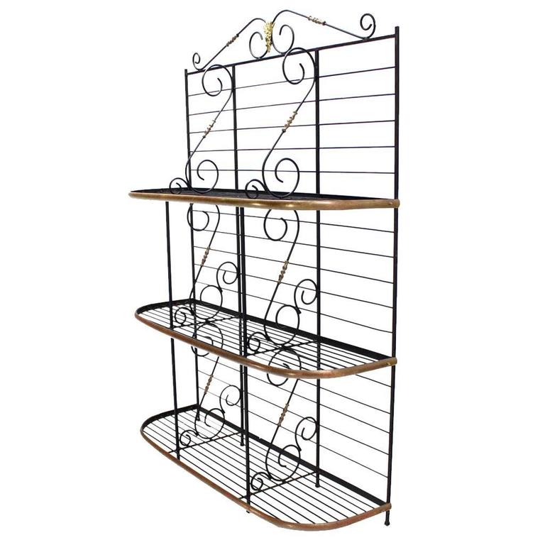 Metal Scrolls Brass Trim Design Large Extra Wide Baker s Rack