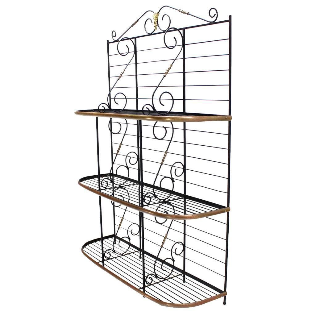 Metal Scrolls Brass Trim Design Large Extra Wide Baker's Rack