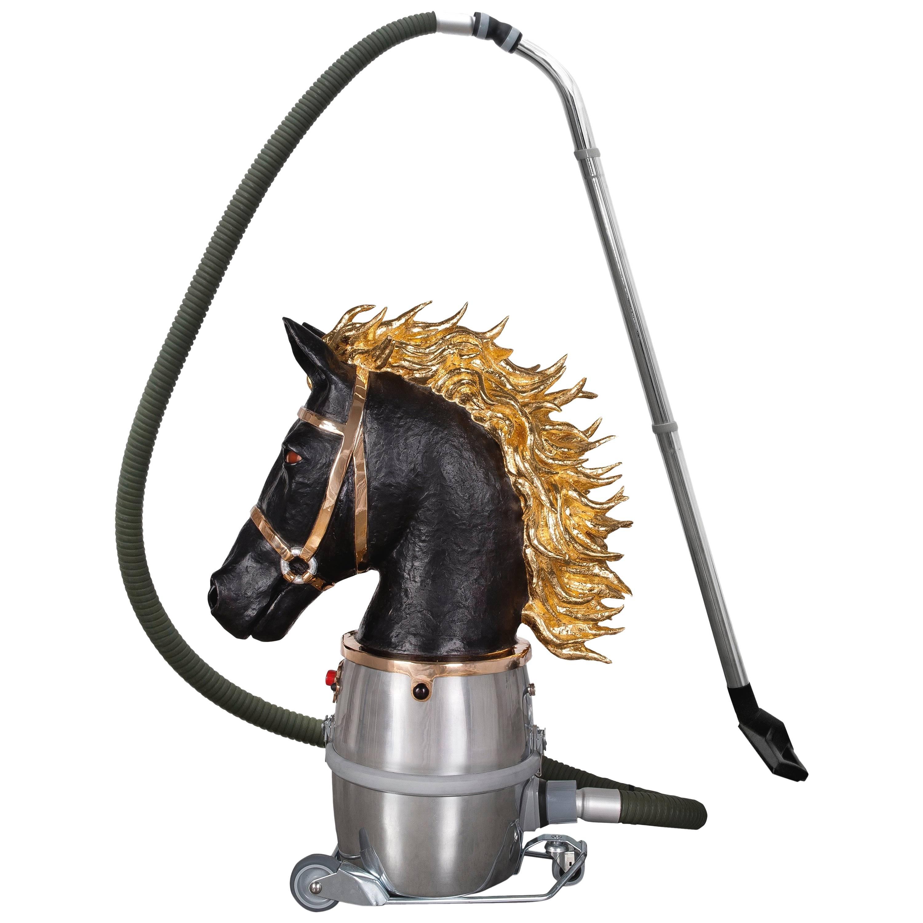 Studio JobNo. 80 "Horse Bust 'Chess Piece' 2014" in Bronze, Gilding, Glass, 2014 For Sale