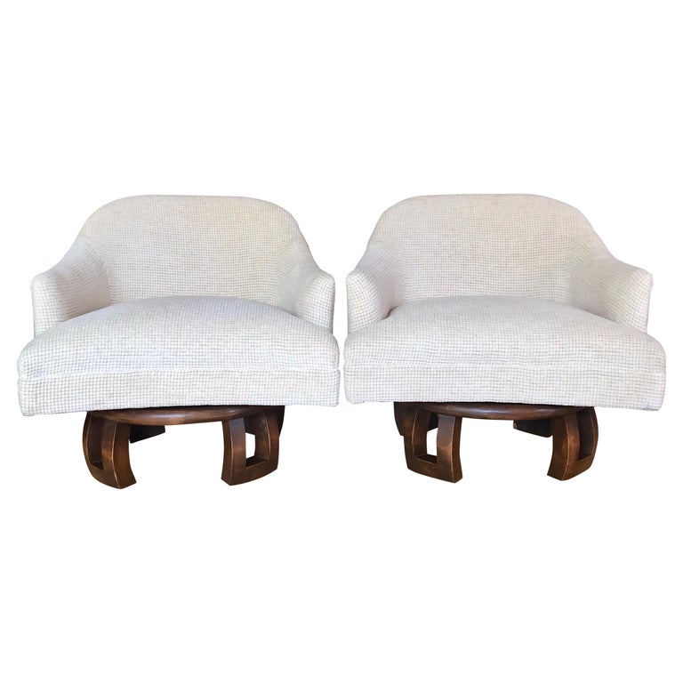 William Billy Haines Pair of Swivel Base Club Chairs at 1stDibs