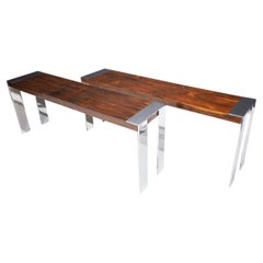 Milo Baughman Rosewood and Chrome Console