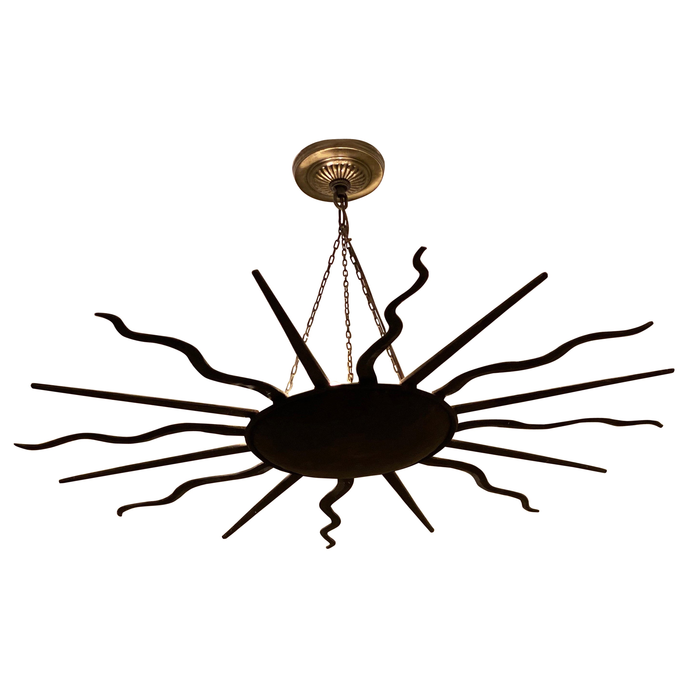 Iron Sunburst Chandelier, 20th Century