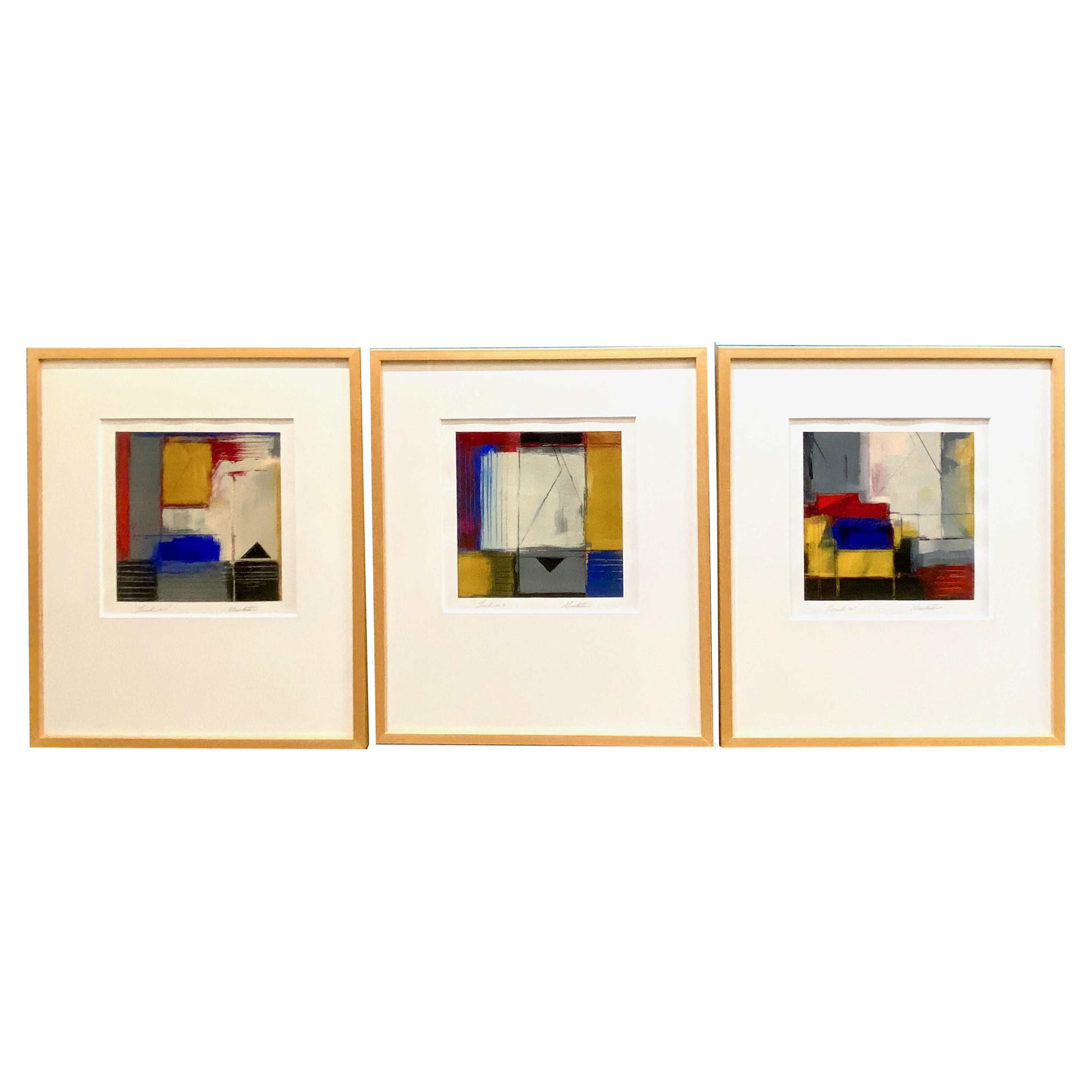 Abstrakte abstrakte Gouachen, 3er-Set