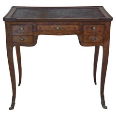 Antique French Louis XV Walnut Ormalu Inlaid Ladies Library Vanity Writing Desk
