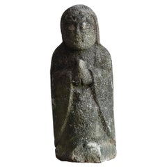 1750-1850 Japanese Old Stone Carving God / like a Stone Buddha / Garden Figurine