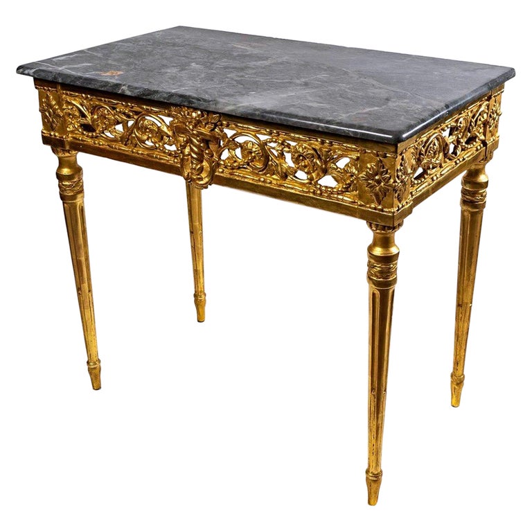 Gilded Wooden Console Table, 18 Century For Sale