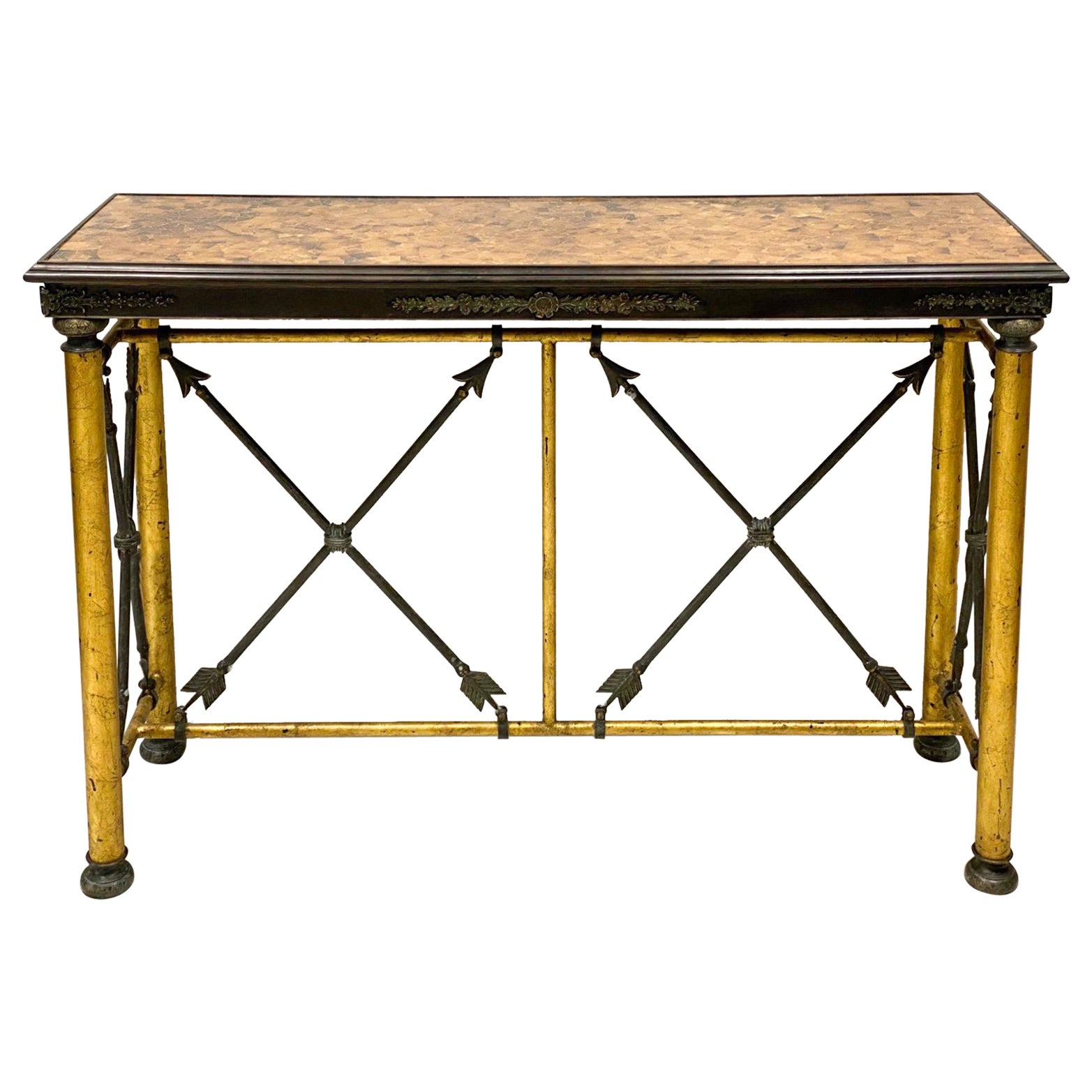 Neo-Classical Style Gilt and Bronze Console Table Att. to Maitland-Smith