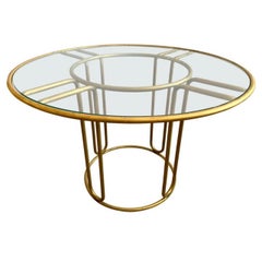 Iconic Walter Lamb for Brown Jordan Round Glass and Brass Bistro Table