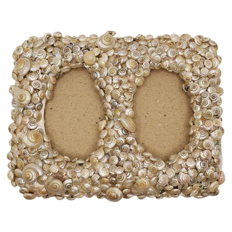 Coastal Shiny Shell Folk Art Photo Frame For Sale at 1stDibs