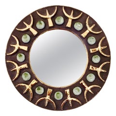 Mithe Espelt Ceramic Wall Mirror, circa 1970, France