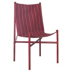Vintage Felix Aublet Red Tubular Steel Chair with Fabric Seat, France 1935
