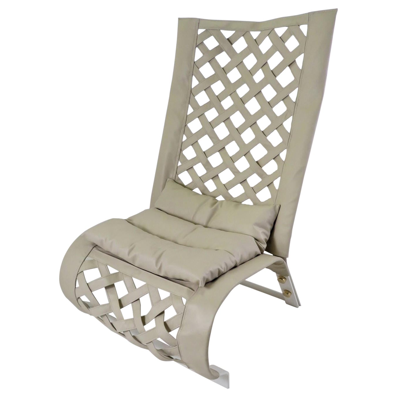 Italian Modern Marzio Cecchi Laced Leather Lounge Chair