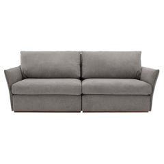 Thin Sofa with Bowed Arms in a Gorgeous Gray Fabric