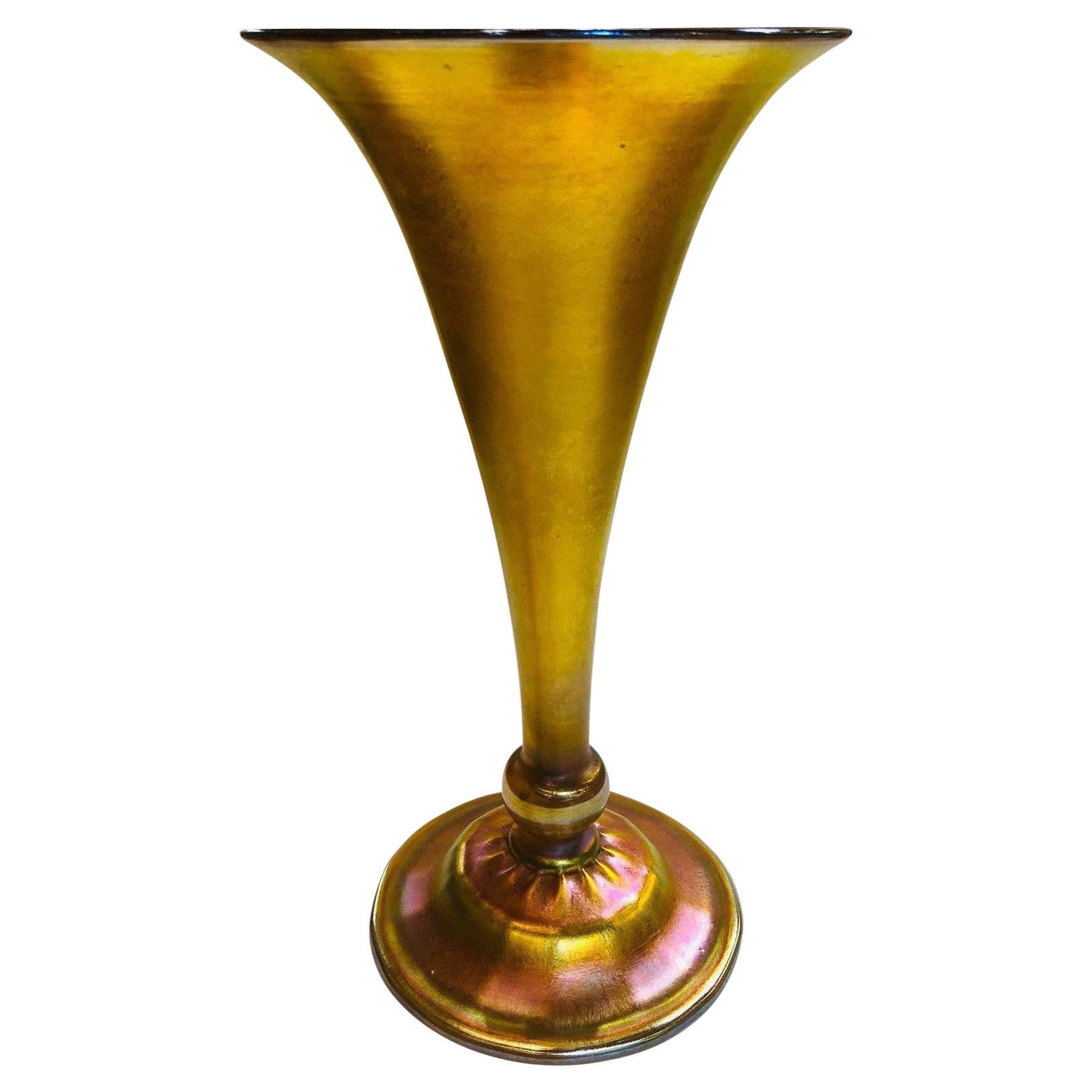 Original Signed L.C. Tiffany, Favrile 6292 Trumpet Vase Mid 20th Century For Sale
