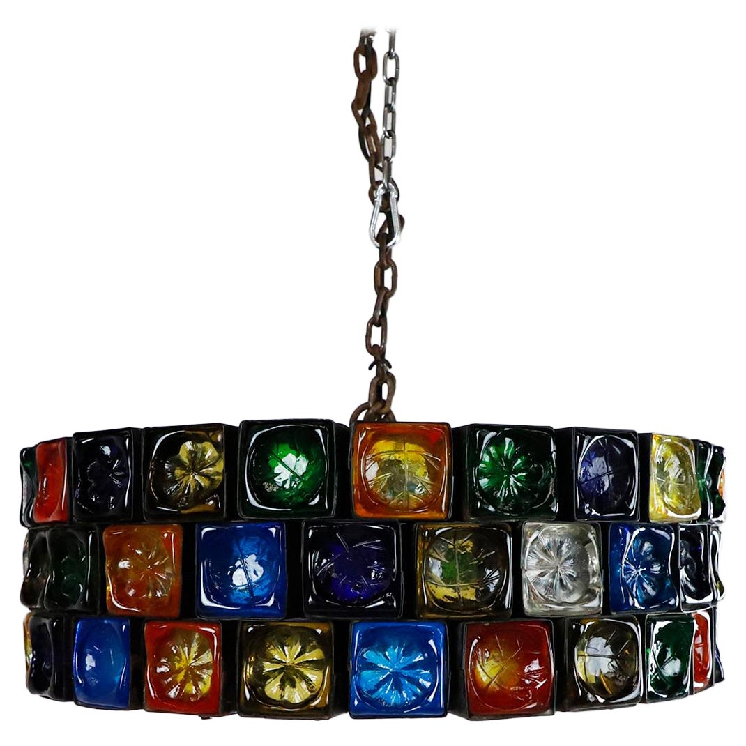 Big Size Hand Blown Glass Chandelier by Feders