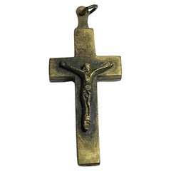 Antique Catholic Reliquary Box Crucifix Pendant with Relics of Saint Catherine