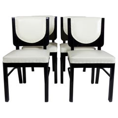 Set of 4 French Art Deco Chairs Made in the 1920s, Fully Restored, Ebony