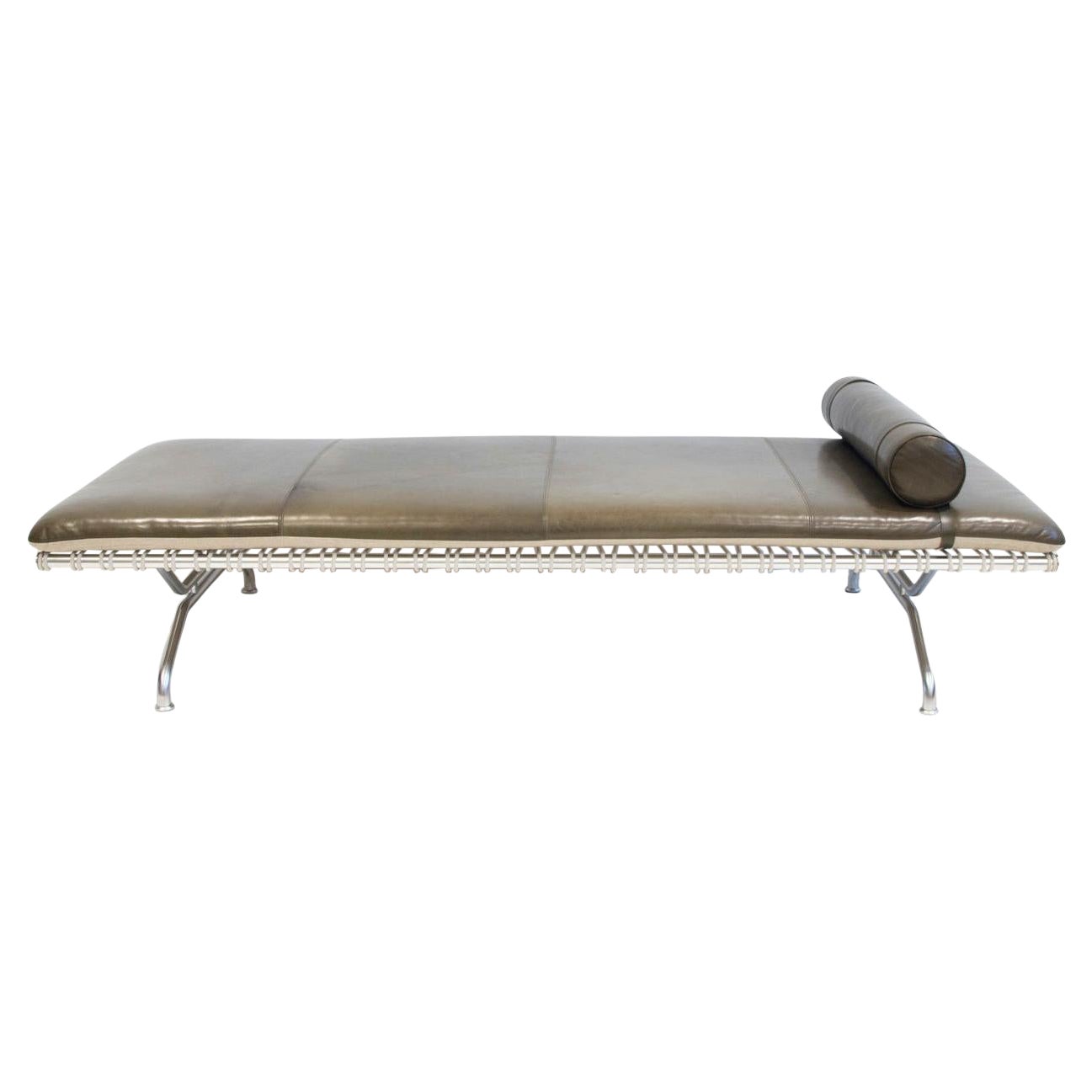 Danish Modernist Style Leather and Steel Daybed