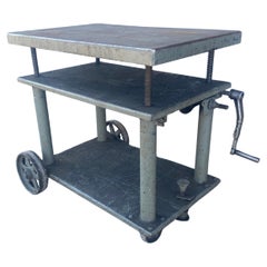 Vintage Hamilton "Portelvator" Industrial Chain Drivin Cart / Stand, Adjustable Height