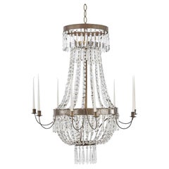 Antique 19th Century Italian Empire Crystal Candle Chandelier
