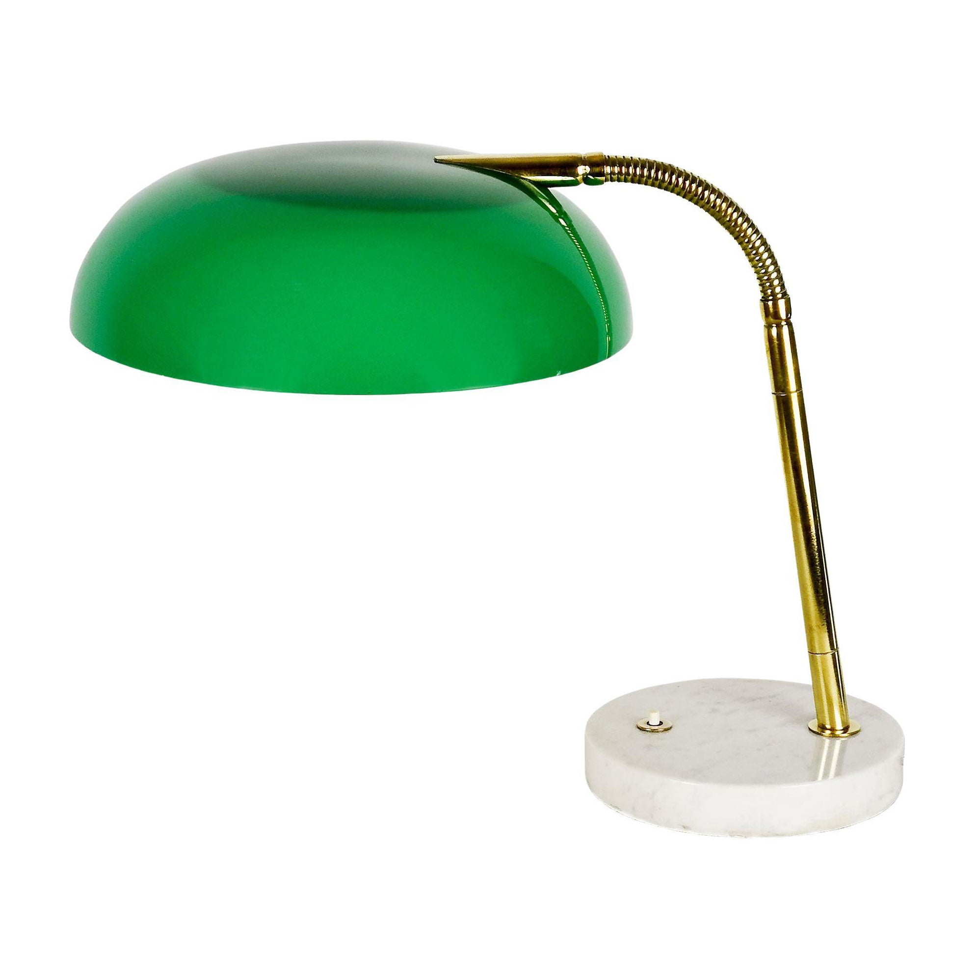 Lampe de bureau moderne du milieu du siècle dernier attribuée à Stilnovo, marbre, laiton et plastique - Italie