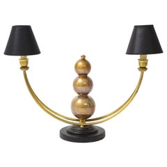 Two Arm Murano Glass Ball Lamp With Brass Arms