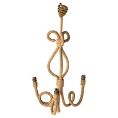 Used Three Arms Rope Chandelier by Audoux Minnet, France 1960's