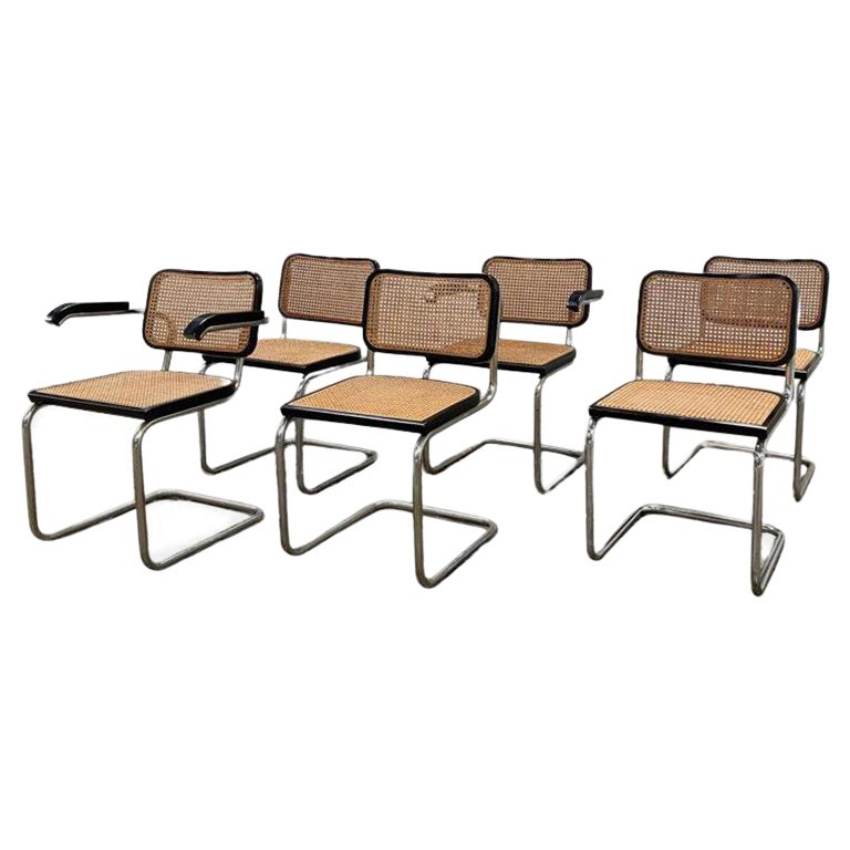 Set of Six 1970s Marcel Breuer "Cesca" Chair, Italy