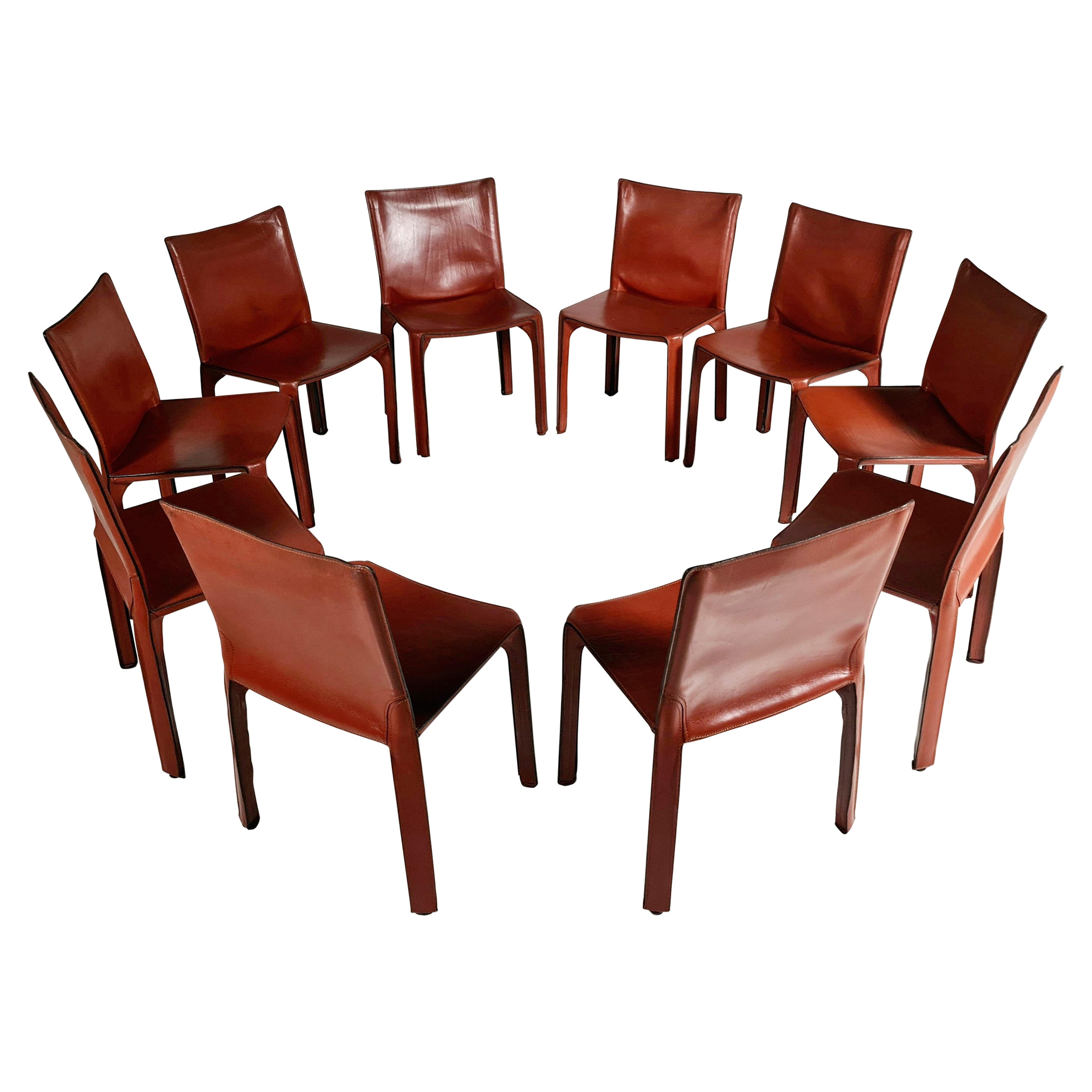 Early Edition Set of 10 CAB 412 Chairs by Mario Bellini for Cassina, 1970