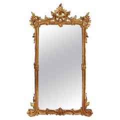 Italian 19th Century Louis XV St. Giltwood Mirror
