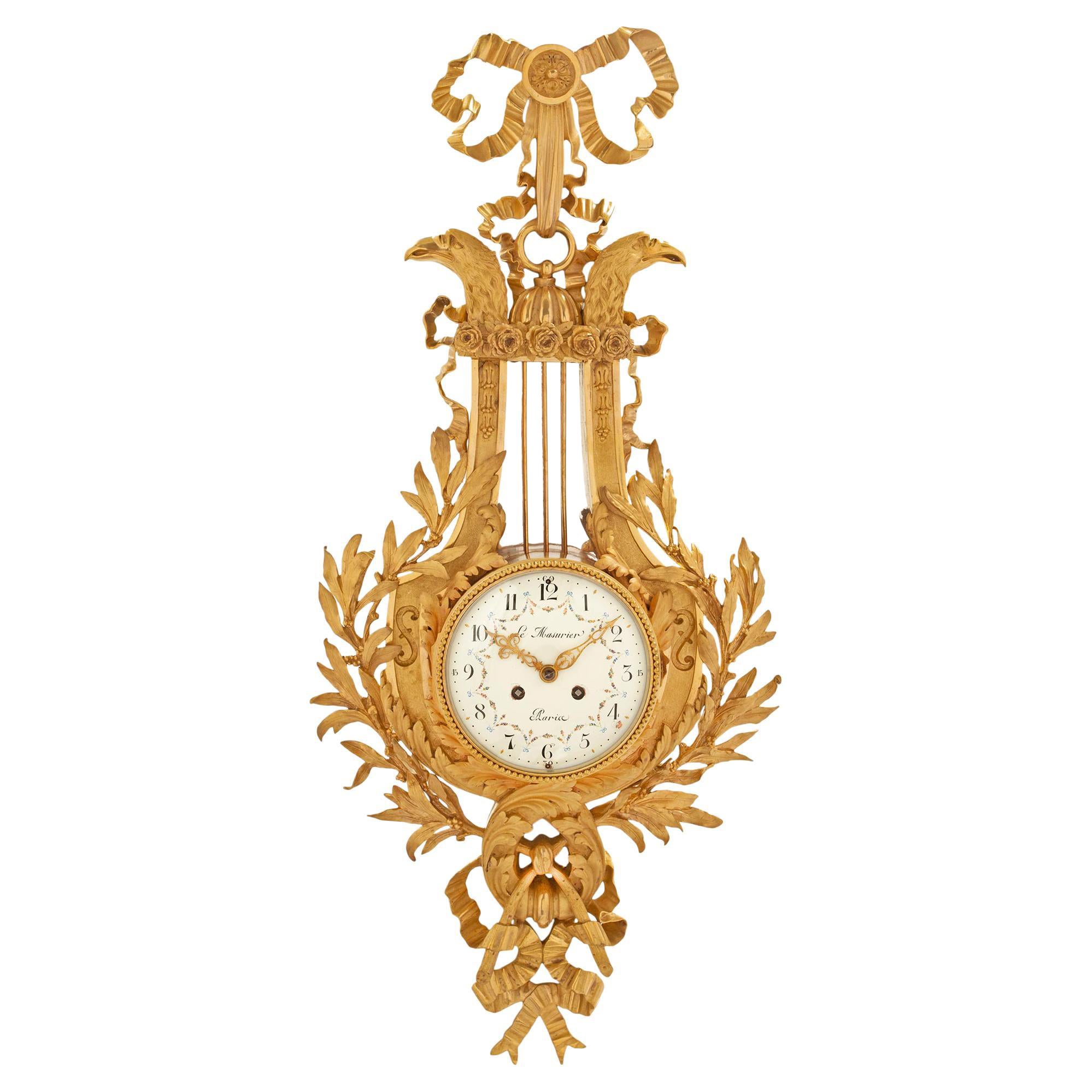 French 19th Century Louis XVI St. Cartel Clock, Signed Le Masurier Paris