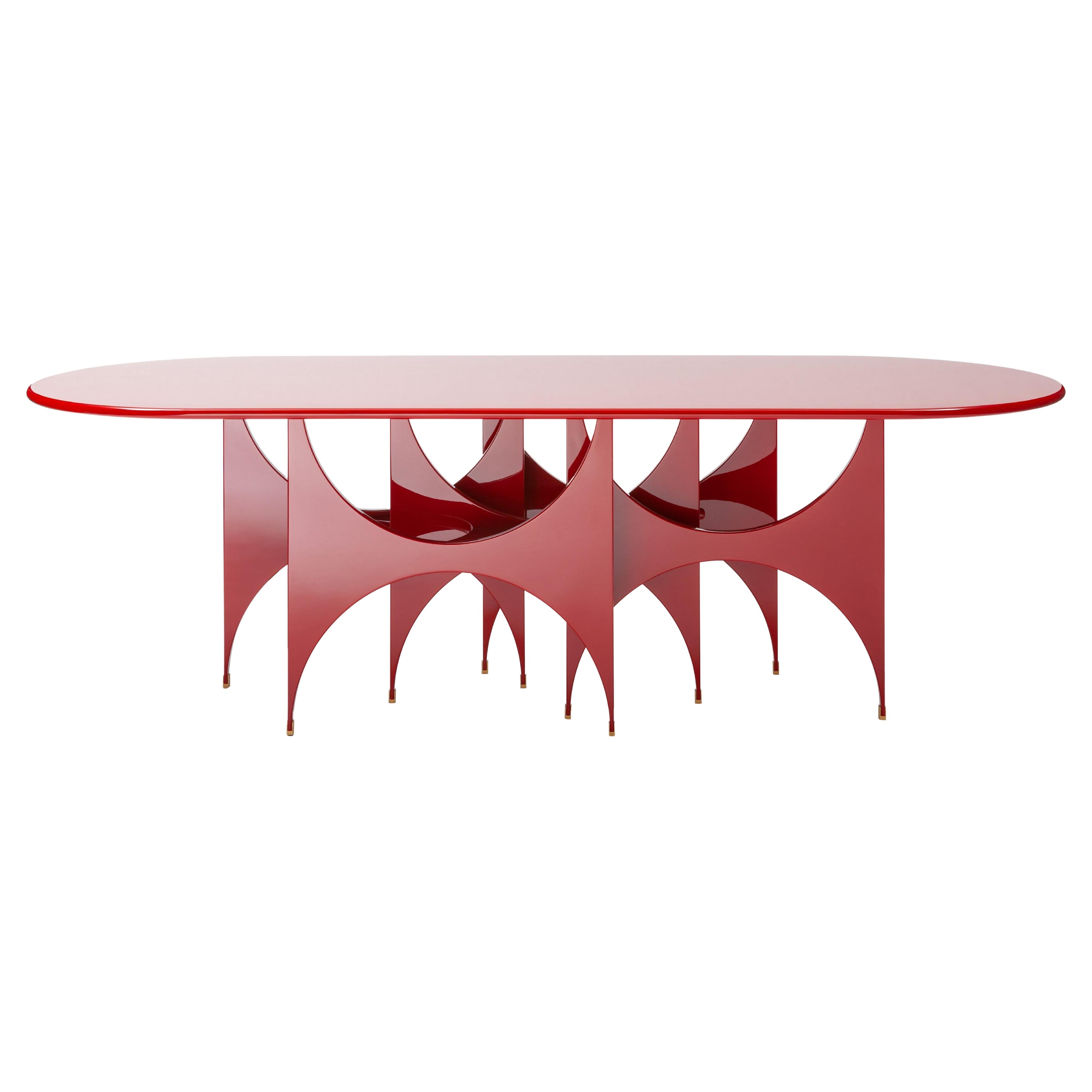 Zeitgenössischer länglicher tisch in rot schmetterling by Hannes Peer