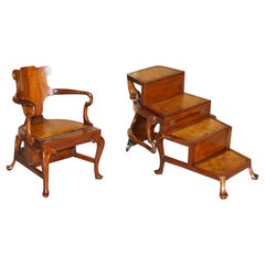 Antique Metamorphic Shepherd's Crook Reading Armchair to Library Steps Gillows Lancaster