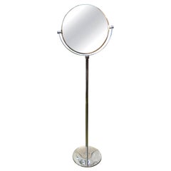 Specchio a stelo moderno italiano in cromo alla maniera di Romeo Rega