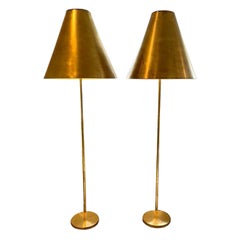 Vintage Brass Floor Lamps, a Pair