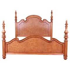 Retro Thomasville Burl Wood King Size Poster Bed