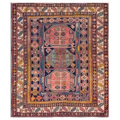 Antique Early 20th Century Caucasian Shirvan Carpet ( 4' x 4'6'' - 122 x 137 )