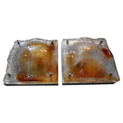 Paire d'Appliques Italiennes en Verre de Murano par Mazzega